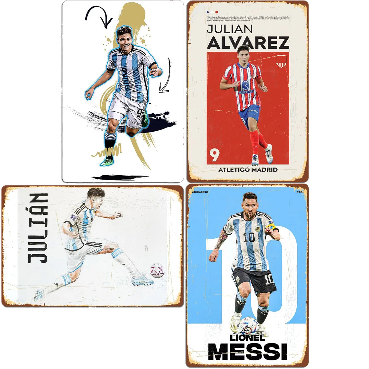 

Julian Alvarez Argentina Poster Football Player Retro Metal Sign Poster Club Indoor Room Decor Custom Tin Home Wall Decor