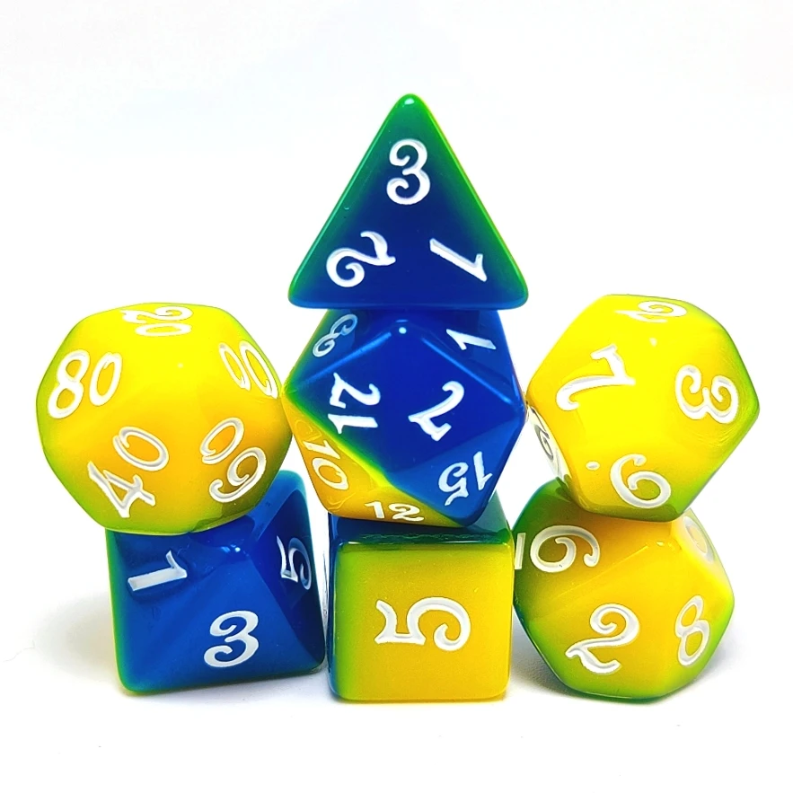 

Yellow Blue Color design Board game Dice Board game Dice Role-playing dice Polyhedron game Dice D4 D6 D8 D10 D12 D20 (ATQ)