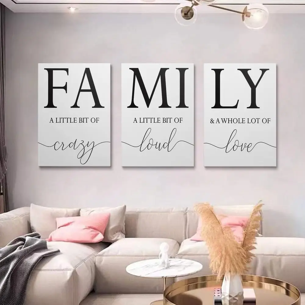 

Inspirational Black and White Canvas Art Set, 3-Piece Wall Decor for Living Room, Dining Room, or Bedroom, 16x24