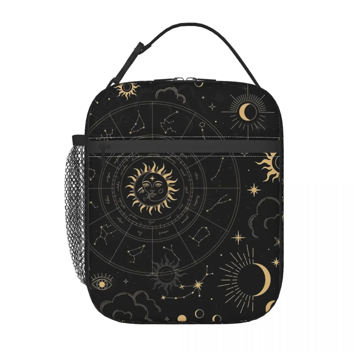 Night Sky Golden Celestial Stars Zodiac Constellations Insulated Lunch Bag for Women Kids Food Boxes Thermal Lunch Box Tote