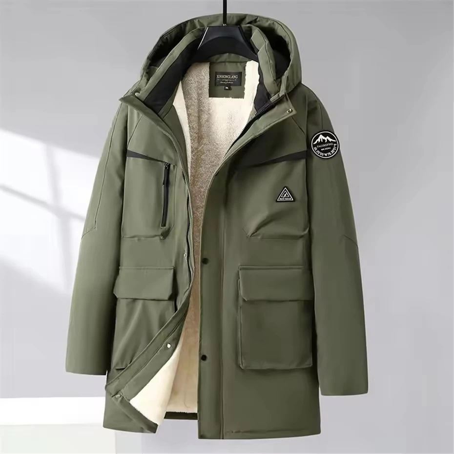 Winter Cargo Parkas Men Thick Fleece Jacket Coats Plus Size 13XL Camp Parkas Waterproof Casual Winter Long Jacket Male Big Size