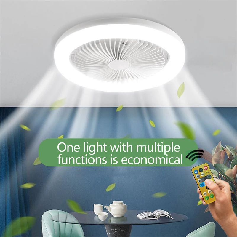 

30w Ceiling Fan With Light E27 Converter Base With Remote Control LED For Bedroom Living Home Silent Ac85-265v With Aromatherapy