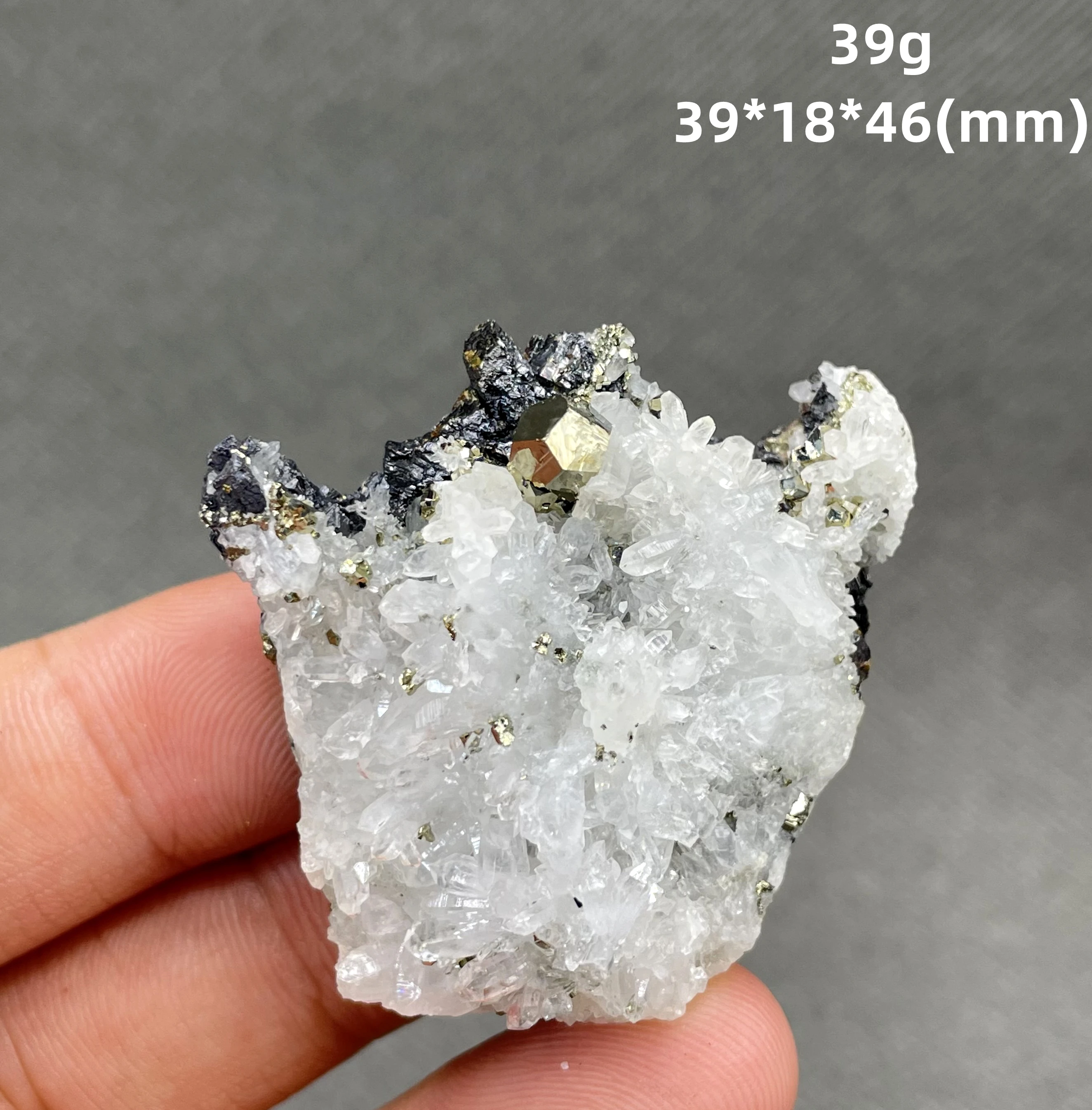 BEST! 39g Natural pyrite and white crystal Symbiotic mineral specimen + healing quartz crystals and stones rock gemstone