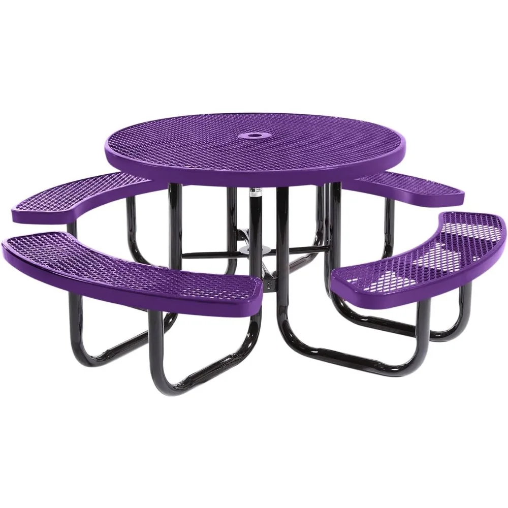 

Coated Outdoor Furniture Heavy-Duty Portable Outdoor Picnic Table with Umbrella Hole, Camping Table