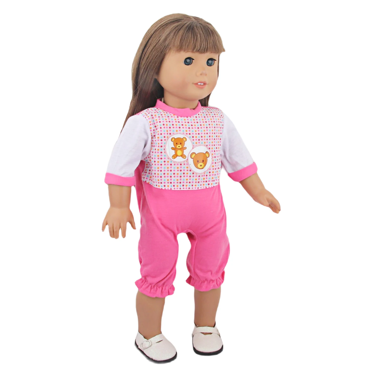 Cute Doll Clothes Set Denim Jacket Outfit,Bear Jumpsuit,Striped Dress& Party Gown for 18"American & 43cm Baby Newborn Girl Dolls