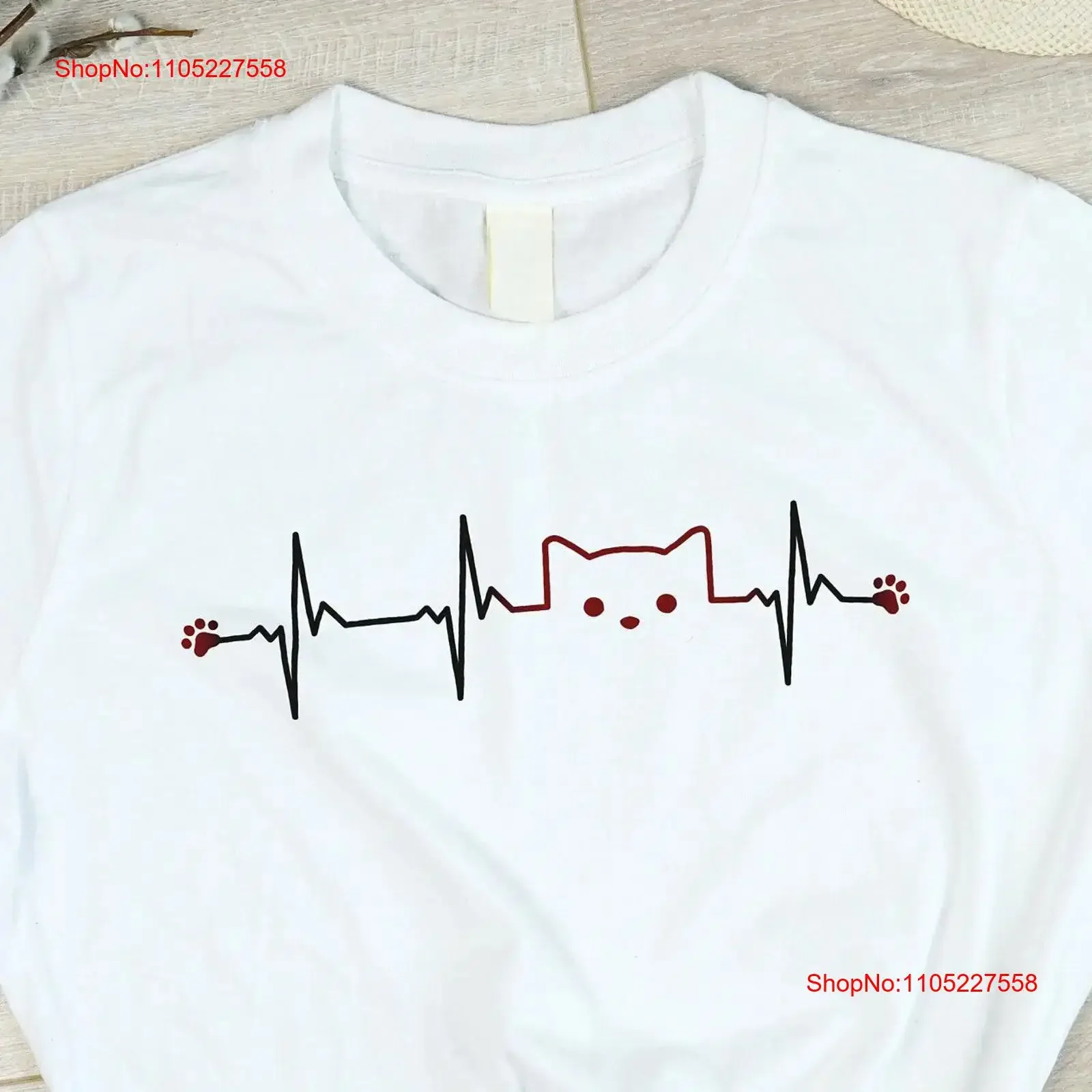 Heart Beat Cat T shirt for Women ECG Heartbeat Pet Lovers Pulse Top Her Him Mom Veterinary vintage Washed Top For Everyday Wear