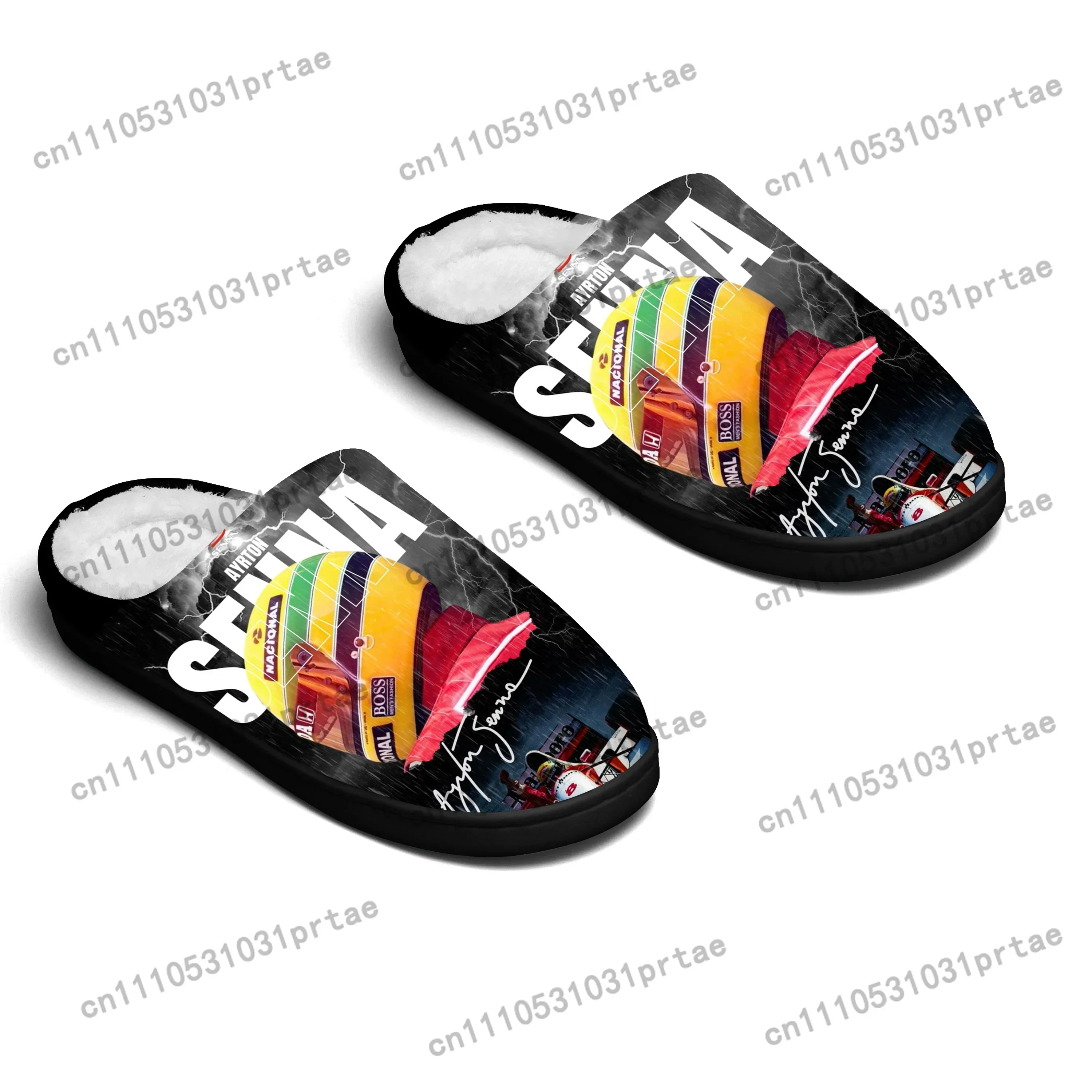 Ayrton Senna racing graphics Home Cotton Slippers Mens Womens Bedroom Keep Warm Cotton Slippers SPA Slipper Custom Slipper