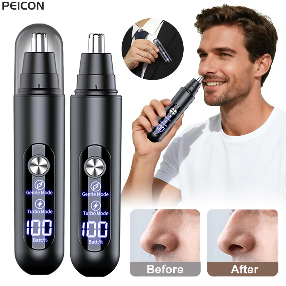 Nasenhaartrimmer Tragbarer Nasenhaarentferner für Männer USB-Aufladbarer Elektrischer Trimmer für Nase und Ohren Mini-Nasenhaarschneider
