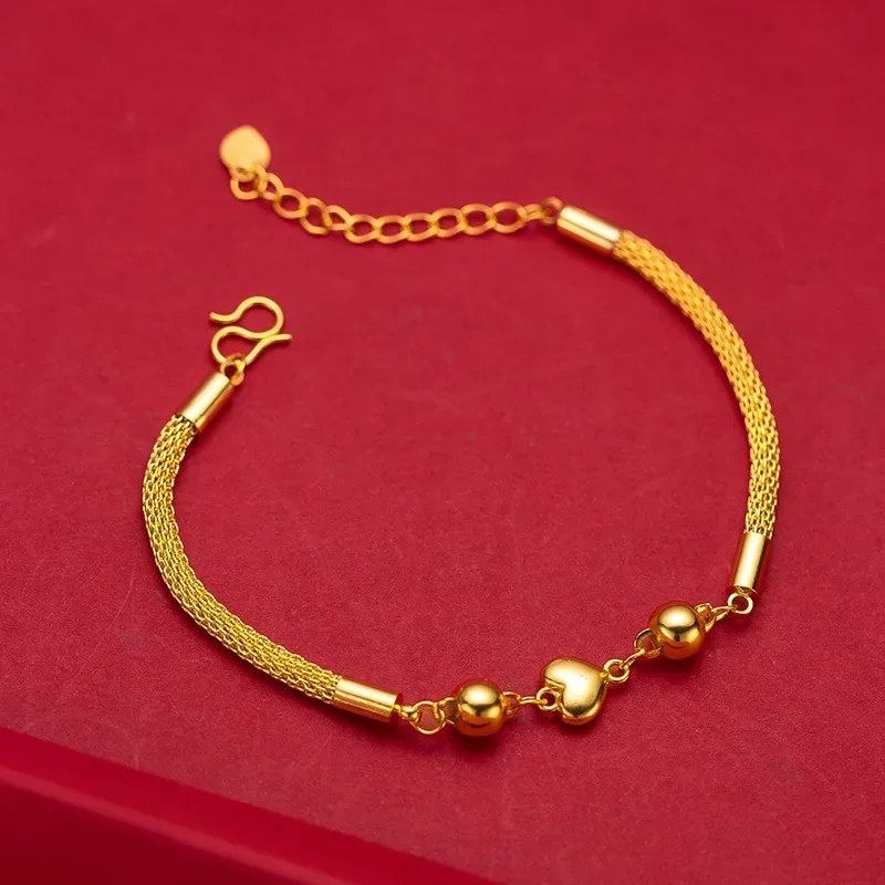 

9999 Real Gold 24K Yellow Gold Ladies Bracelet Love All-match