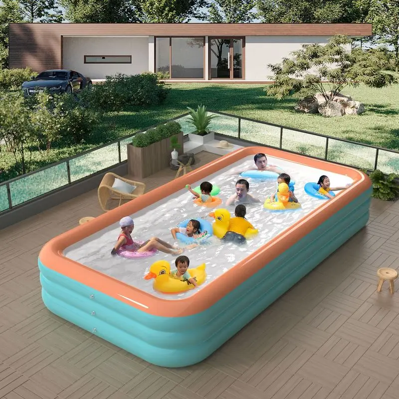 Thickened Inflatable Swimming Pool Rectangular Family Outdoor Kids Adult Water Play Pool Multi-Layer