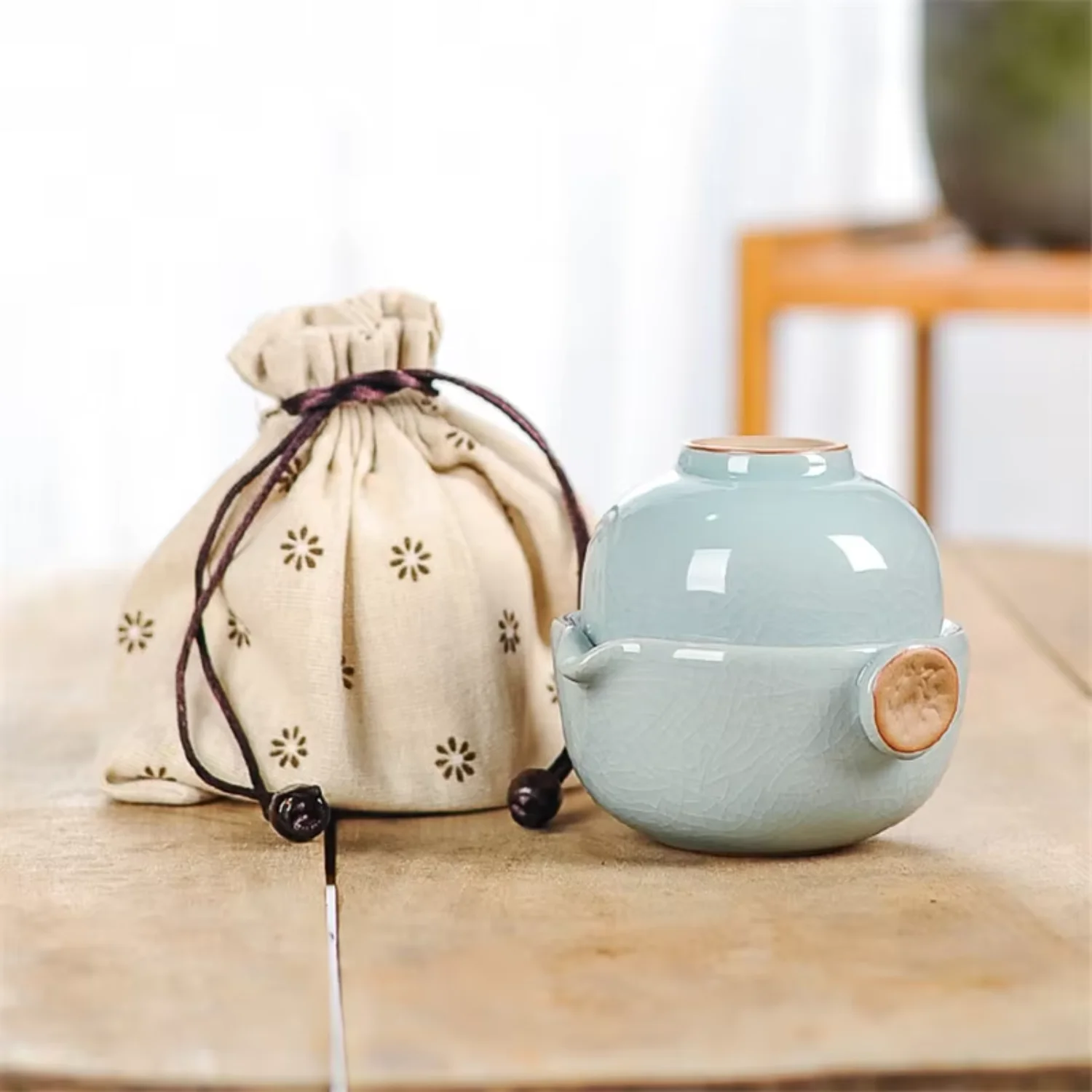 

Portable Ceramic Teaware Sets Kung Tea China Teapot With Tea Cup Travel Tea Sets Water Kettle Office Drinkware Gaiwan