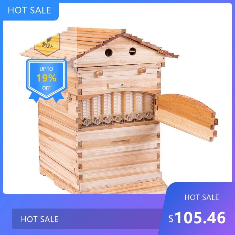 

0801F1 Automatic Wooden Bee Box Bee Nest 7pcs Beekeeping Equipment Beekeeper Honey Collection High Quality German