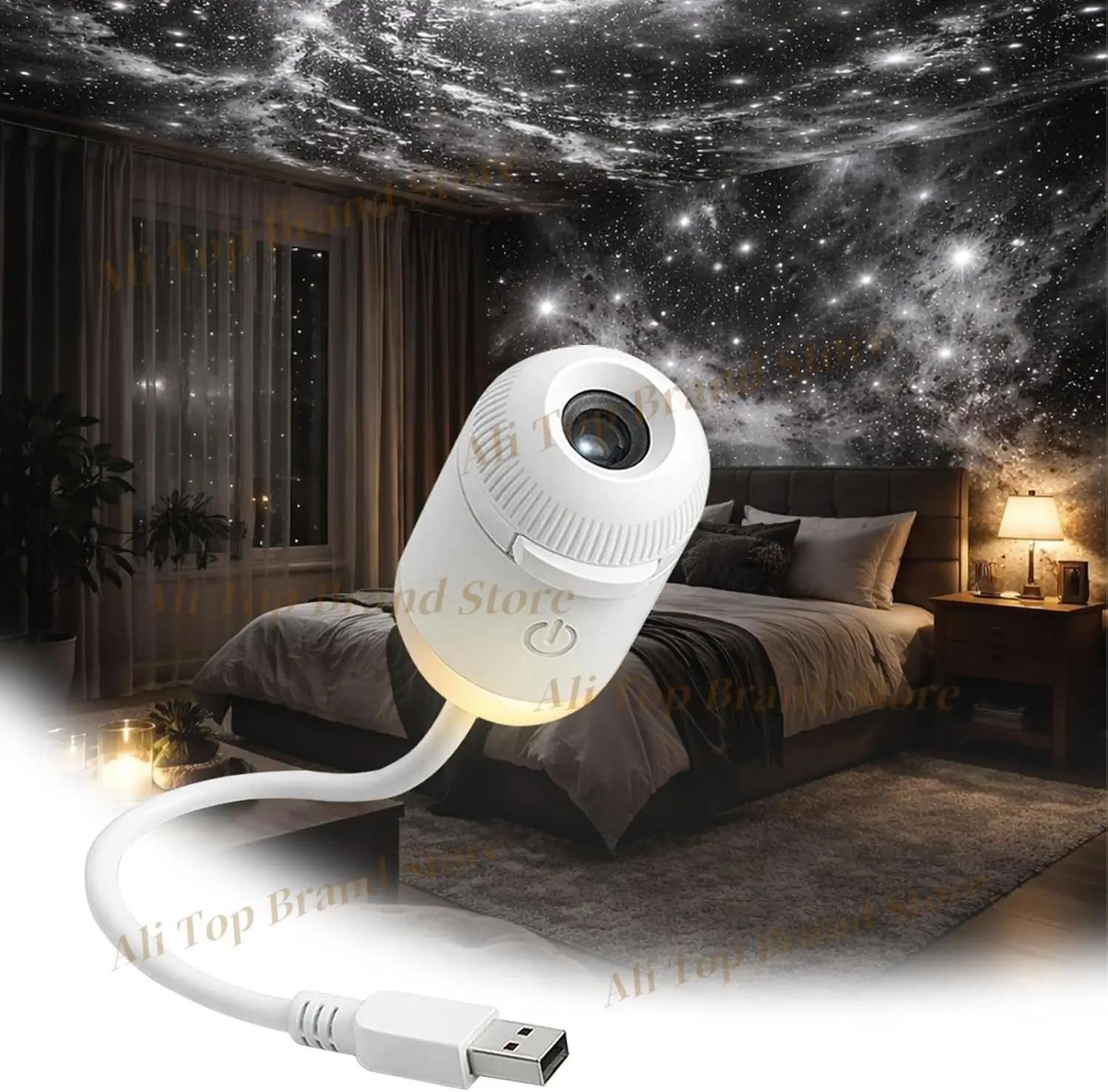 2-in-1 Galaxy Projector Night Light with 24 Sliding Projection Films,USB Power for Car and Bedroom Decoration for Adult and Kids