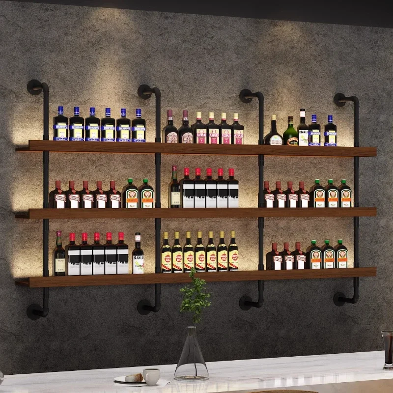 

Bar Cabinet Luxury Whiskey Hanging Accessories Display Showcase High Shelves Elegant Wine Vitrinas Stands Iron Bar Furniture