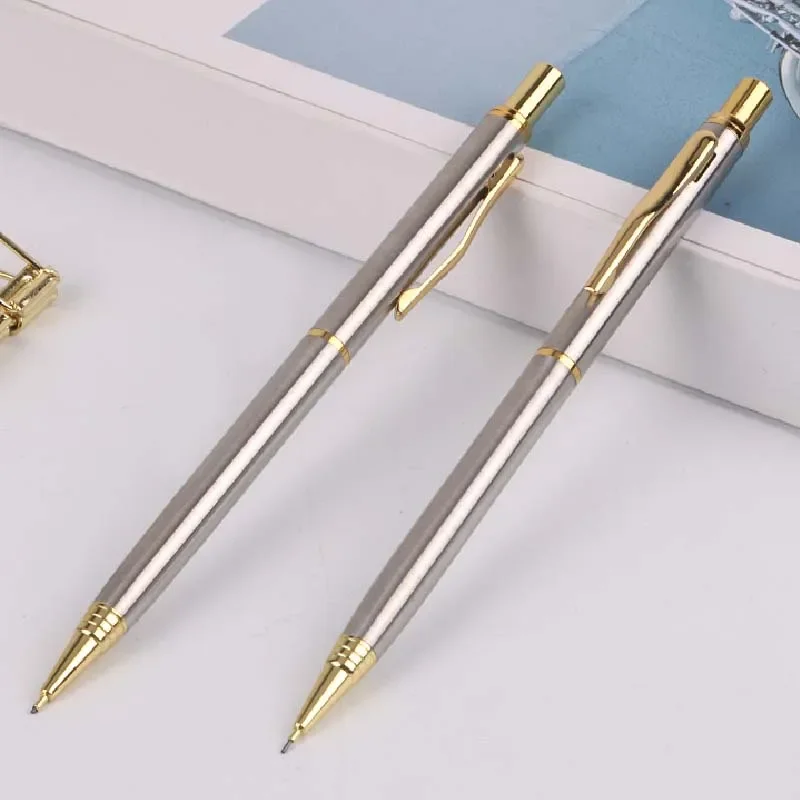 0.5Mm Kim Loại Cơ Khí Bút Chì Vàng Bạc Bút Chì Cho Trường Văn Phòng Viết Tiếp Liệu Kawaii Đồ Văn Phòng Phẩm