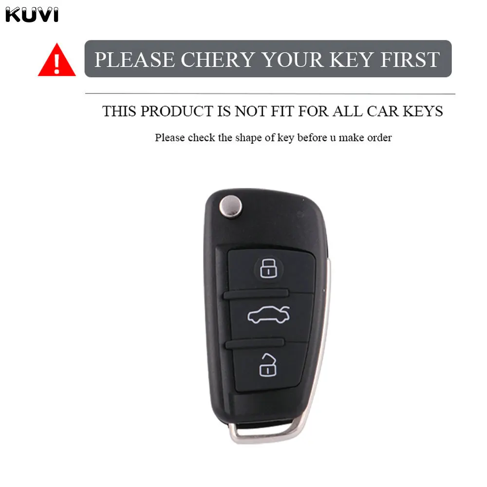 For Audi A1 A3 A4 8P 8L 8V A5 B6 B7 A6 A7 C5 C6 Q3 Q5 Q7 4F S3 S4 S6 RS3 TT Protected Shell ABS Carbon Fiber Car Key Case Cover view 2