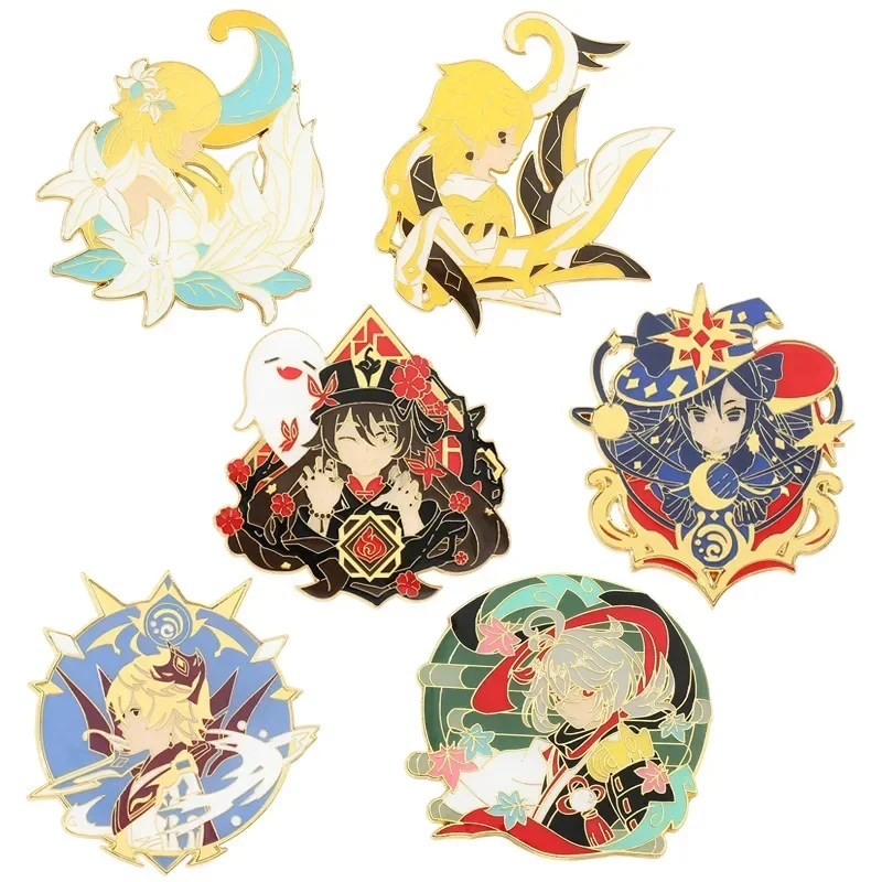 Anime Genshin Impact Yae Miko Yun Jin Pins Brooch Albedo Arataki Itto Gorou Shenhe Figure Enamel Badge Brooches Lapel Pin Gift