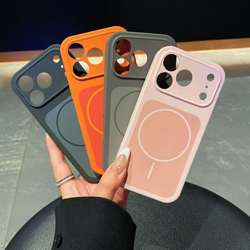 

Suitable for iPhone 17 dual color liquid silicone phone case Apple 16 Prom ax thin ring 15 magnetic protective cover 14