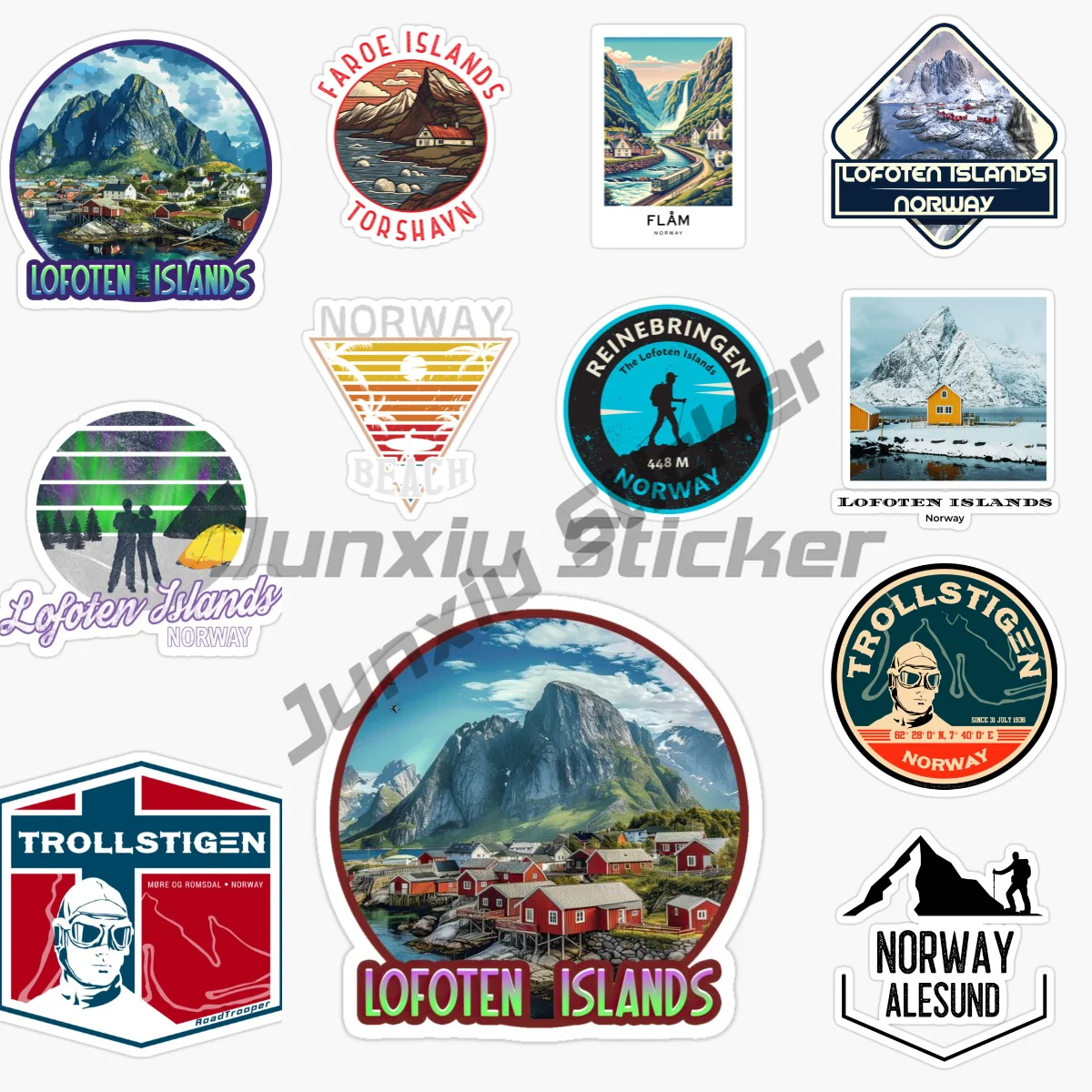 NORWAY TROLLSTIGEN NORWAY REINEBRINGEN NORWAY BEACH LOFOTEN ISLANDS Автомобильные наклейки винил самоклеящиеся
