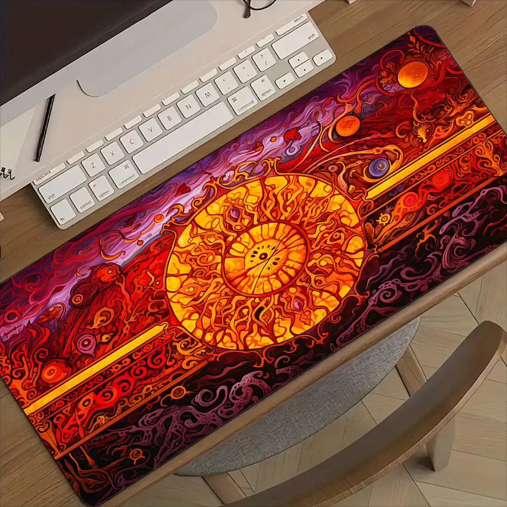 Mysterieuze Rune Eye muismat Bureaumat met gestikte randen Natuurlijke rubberen basis pc-accessoires Gamingmat Desktopdecoratie