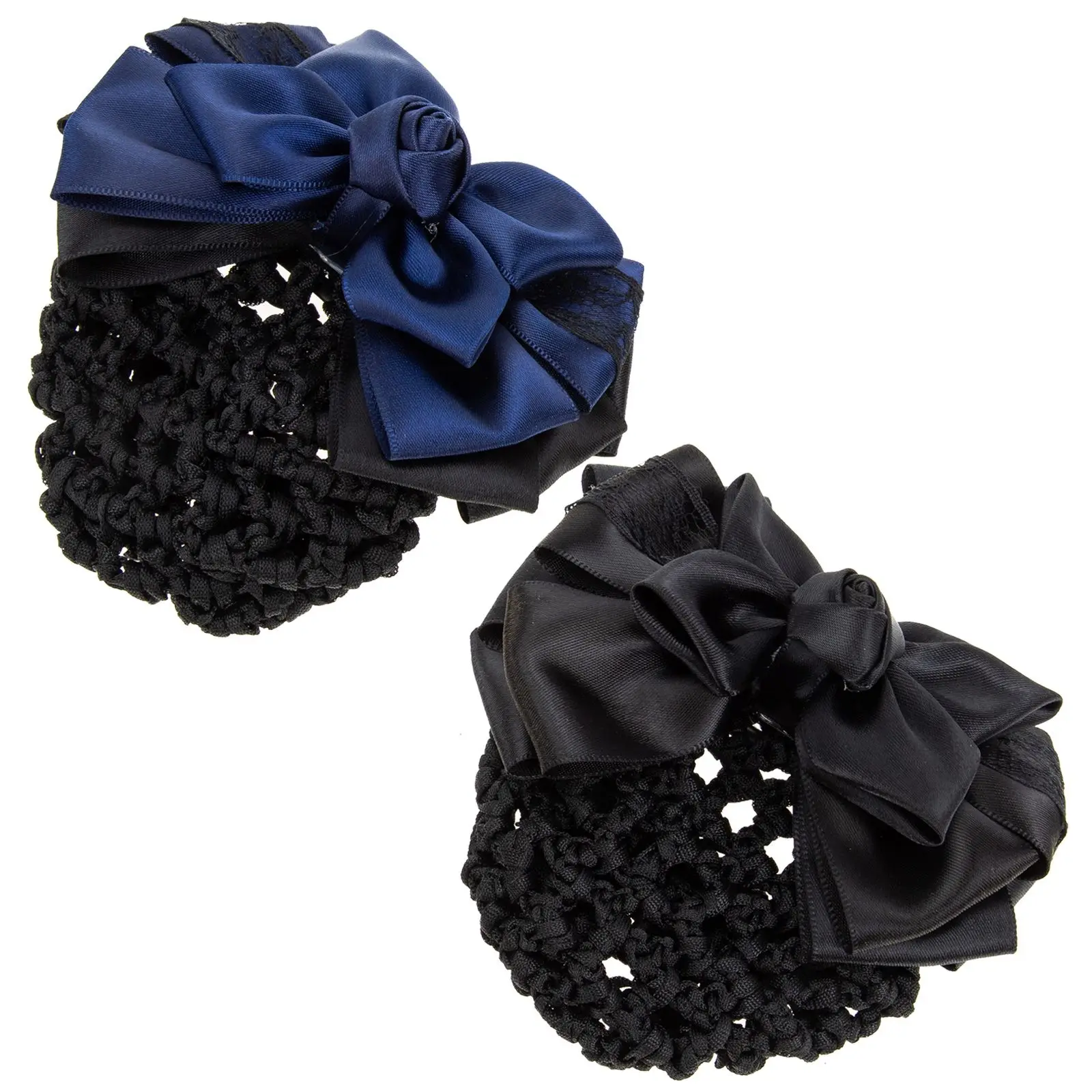 

2Pcs Three-dimensional Net Bow Covers Women Hair Accessories Bun Hair Bun Cover Barrettes Net