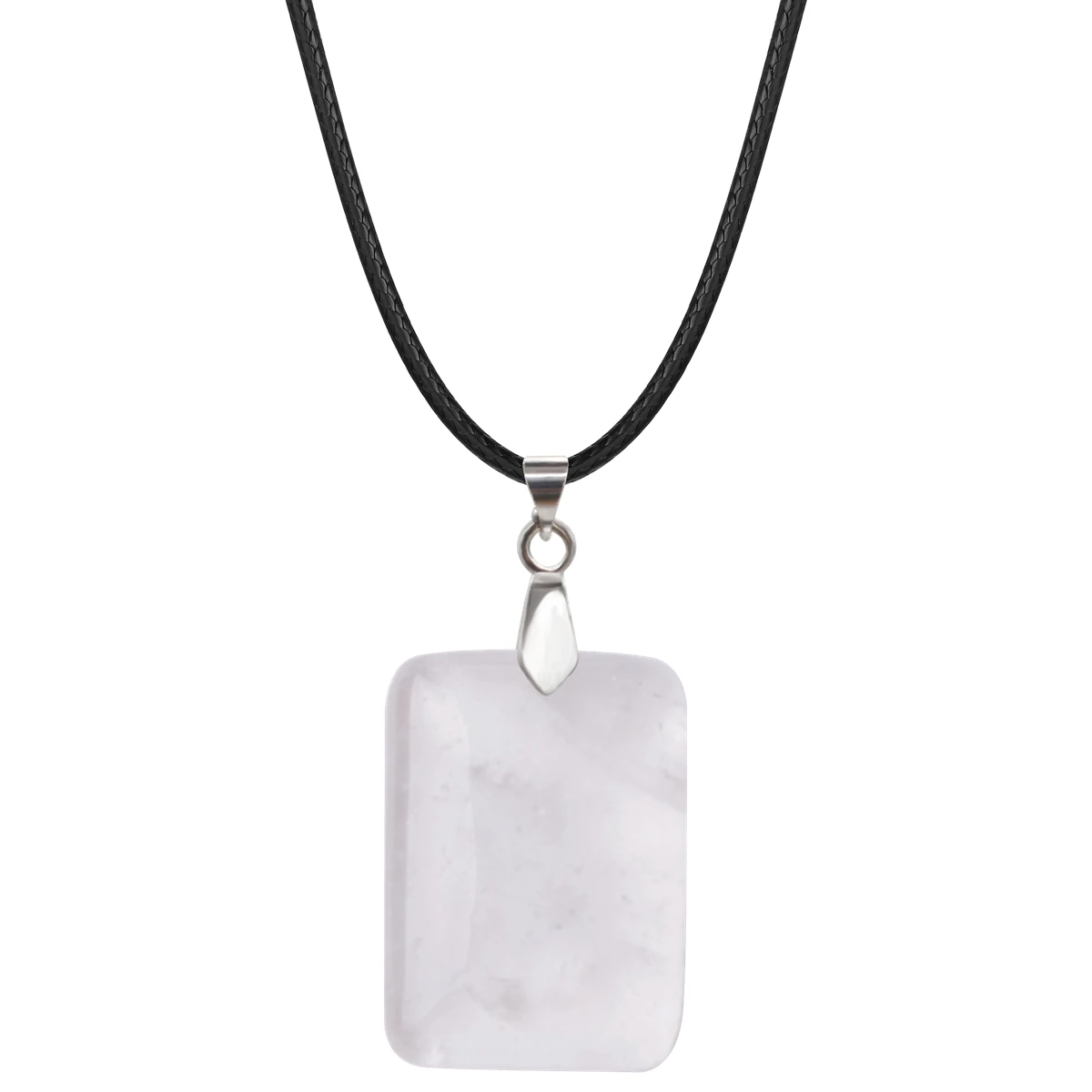 Quartz Crystal 25x35MM Rectangle Gemstone Pendant Necklace for Women Men Healing Chakra  Spiritual Jewelry