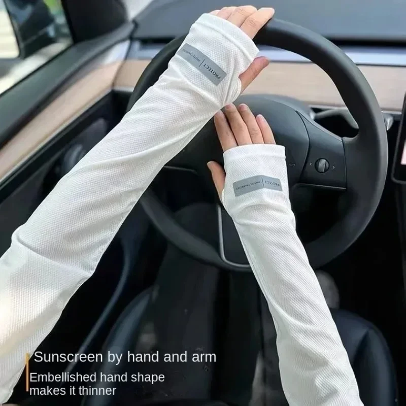 Women Men Sun Protection Ice Sleeves Summer Travel Outdoor Cycling Beach Gloves Arm Guard UV Protection Loose Breathable Sleeves