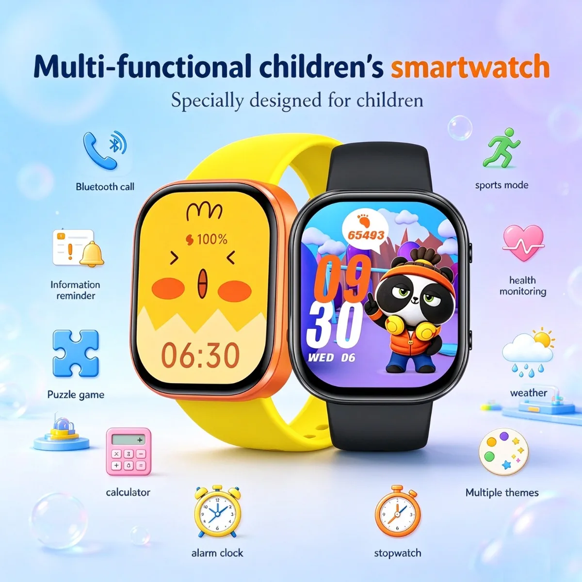 2026 New Children's Smart Watch:Bluetooth Calling Health Monitoring Sports Mode IP68 Waterproof Game Multifunctional Smartwatch