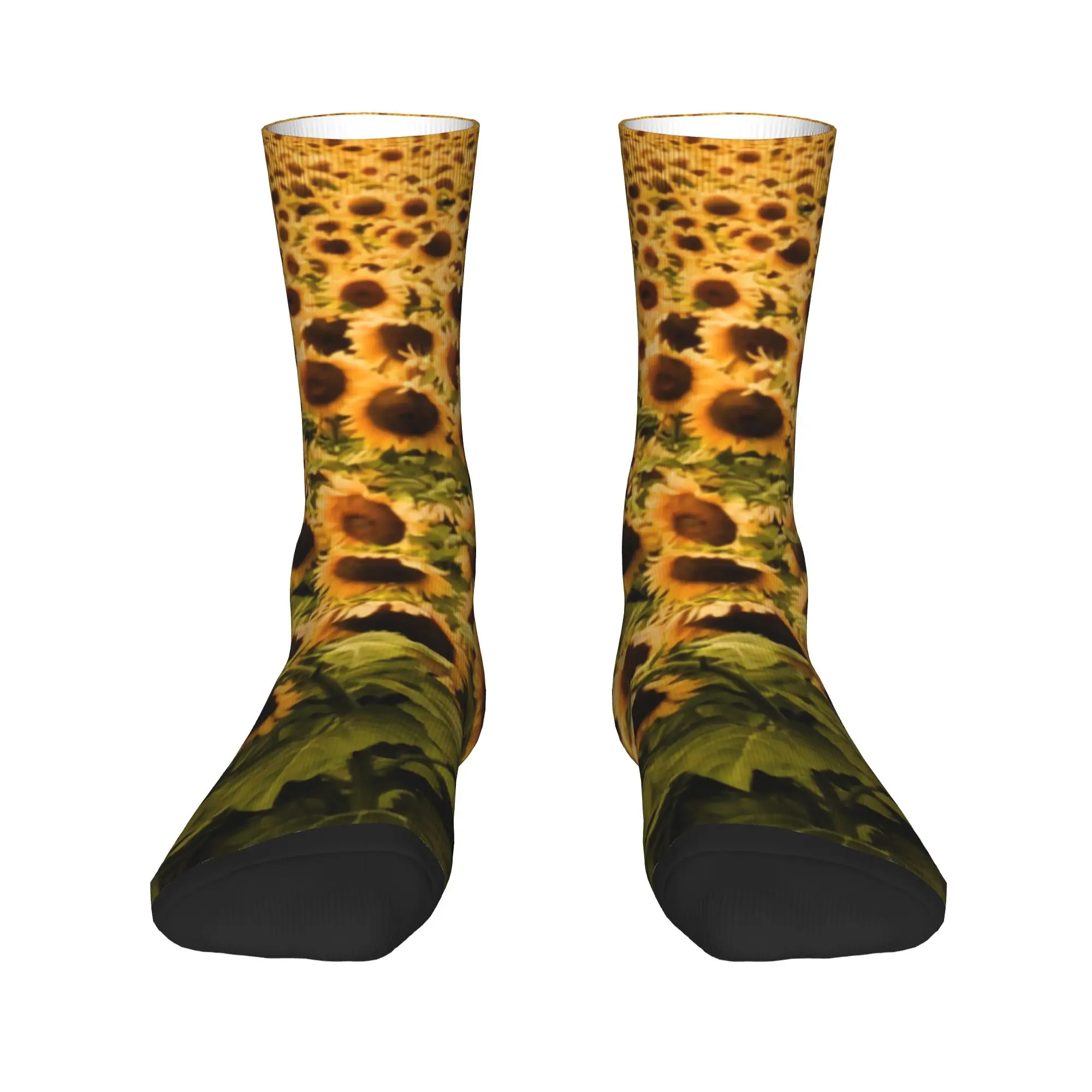 

Новинка, мужские большие желтые полевые носки с подсолнухами, удобные теплые носки унисекс с 3D принтом и цветами