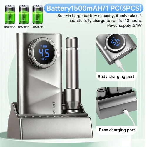 Imagen 2 del producto Máquina de Manicura Inalámbrica Recargable de Alta Velocidad (45000 RPM) para Profesionales y Principiantes, para Uso en Salón y en Casa