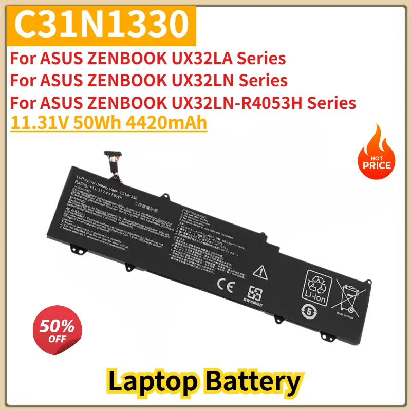 C31N1330 Battery 11.31V 50Wh 4420mAh for ASUS ZenBook UX32LA UX32LN UX32LN-R4053H Series Laptop Replacement Battery