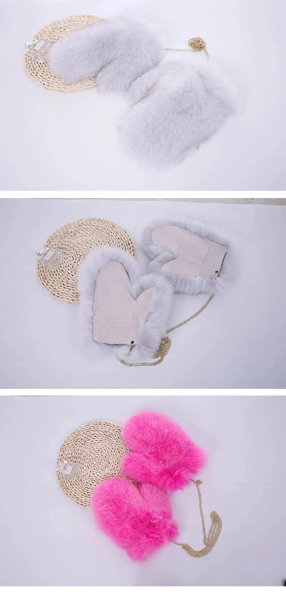 Neue Marke Winter Frauen natürliche echte Fuchs Pelz Handschuhe warm echte Fuchs Pelz Fäustlinge Mädchen Mode Luxus echte Fuchs Pelz Handschuh – Detail 4