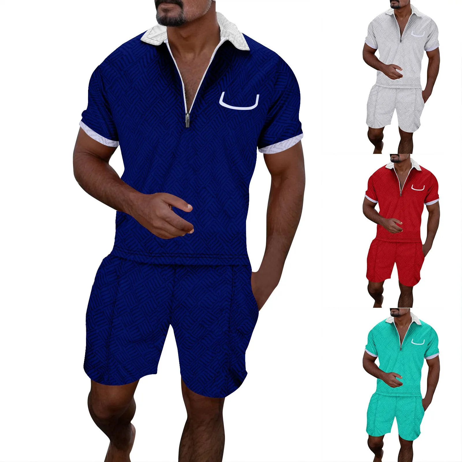 

Long Sleeved Shirts Mens Male Casual Gradient Ramp Print Two Piece Suit Zipper Short Sleeve Top Back Long Sleeve Top