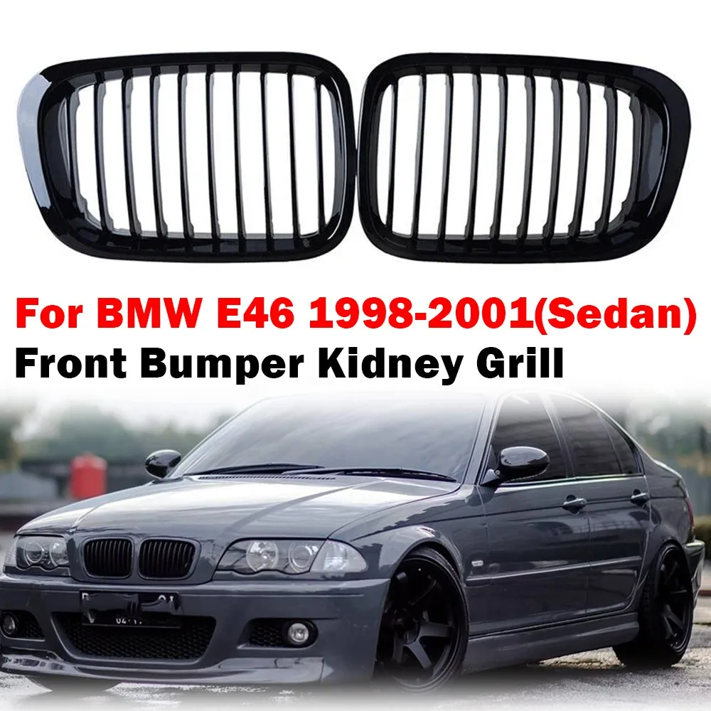 

Для BMW 3 серии E46 4-дверный 1998-2001 2x автомобильная решетка передняя решетка почек однолинейный стиль 51138208489 51138208490 украшение