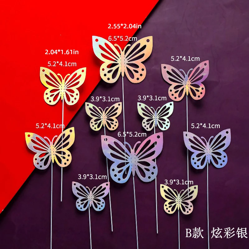 10PCS 3D Schmetterling Kuchen Topper Set Gold Silber Geburtstag Party Dekorationen für Cupcakes DIY Wandbehang Dekor Schmetterling Thema – Detail 9