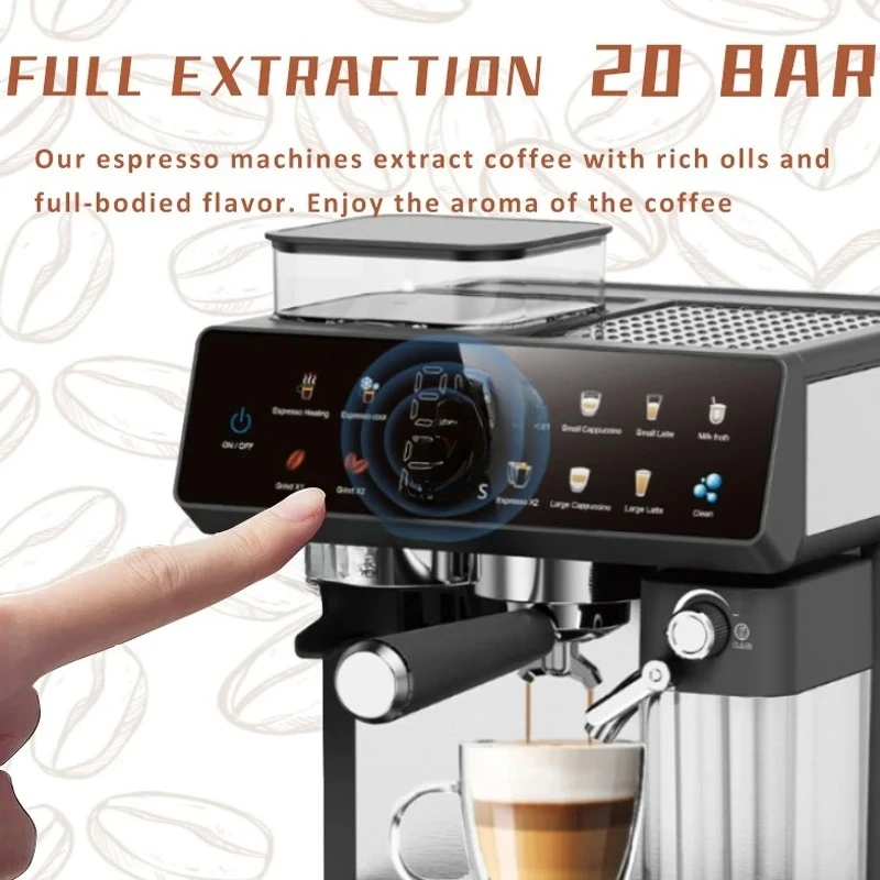 Coffee Machine Semi-automatic Italian Household Grinding And Brewing Steam Concentration High-pressure Milking Coffee Machine
