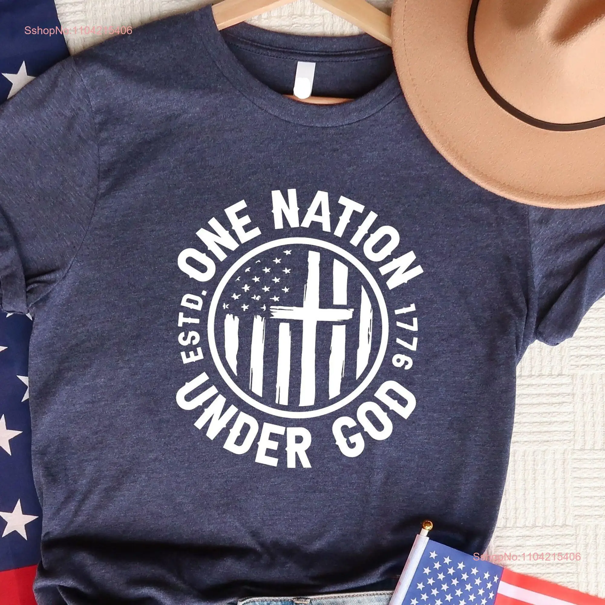 One Nation Under God T Shirt 4th Of July Freedom Bless USA Pledge Allegiance Independence Christian Patriotic