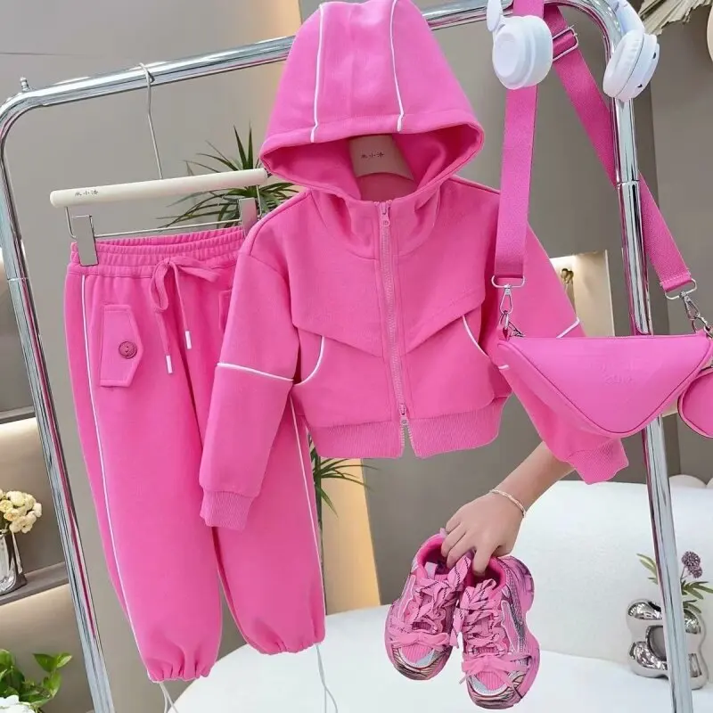 

Autumn Baby Girl Clothes Set Children Sports Sweatshirt Top and Pants Two Piece Suit Cotton Tracksuit