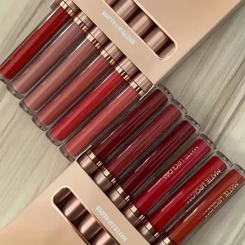6Set Matte Lip Gloss AB Two Sets Not Stained with Cup Mouth Red Lip Gloss Moisturizing Long Lasting Not Easy To Fade Lip Gloss