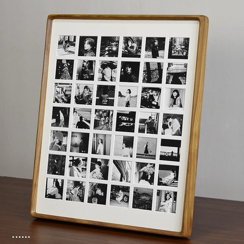 Black Walnut Wood Frame G-Style Wall-Mountable 12-Grid Natural Rounded Corner Picture Frame Solid Wood Frame for Photos