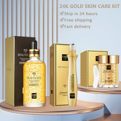 24K Ouro Niacinamida Essência Face Cream Kit, Eye Care Set, Remover Dark Eye Circles Soro, Refirmante, Cosméticos coreanos