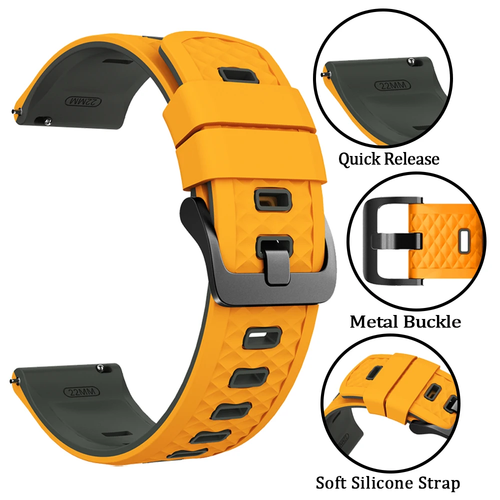 سيليكون سوار 22 مللي متر لساعة هواوي 5/4/3 برو 46 مللي متر GT 6 GT6 برو GT5 4 3 الرياضة حزام الشرف MagicWatch 2 46 مللي متر Smartwatch الفرقة