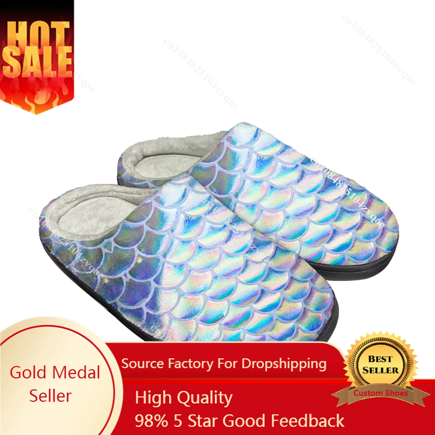 

Fish Scales Colorful Home Cotton Slippers Mens Womens Plush Bedroom Casual Keep Warm Shoes Thermal Indoor Slipper Custom Shoe