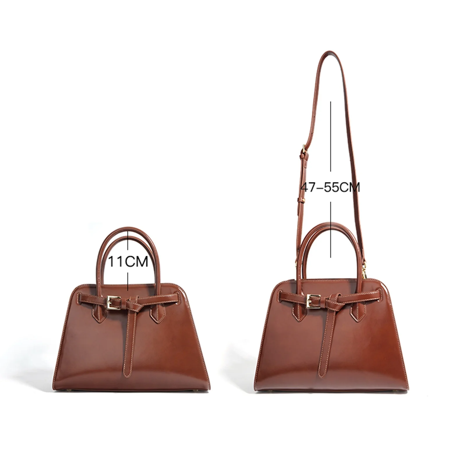 

2025 Leisure Hard Cow Leather Brown Women Shoulder Bag Cowhide Large Capacity Magnetic Button Open Tote Female Commuting Handbag