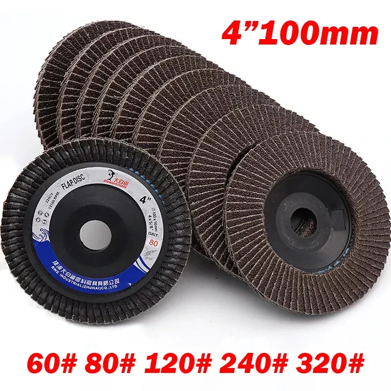 4'' 100mm Flap Disc Sanding Discs Abrasive Wheel Grit 60# 80# 120# 240# 320# Angle Grinder