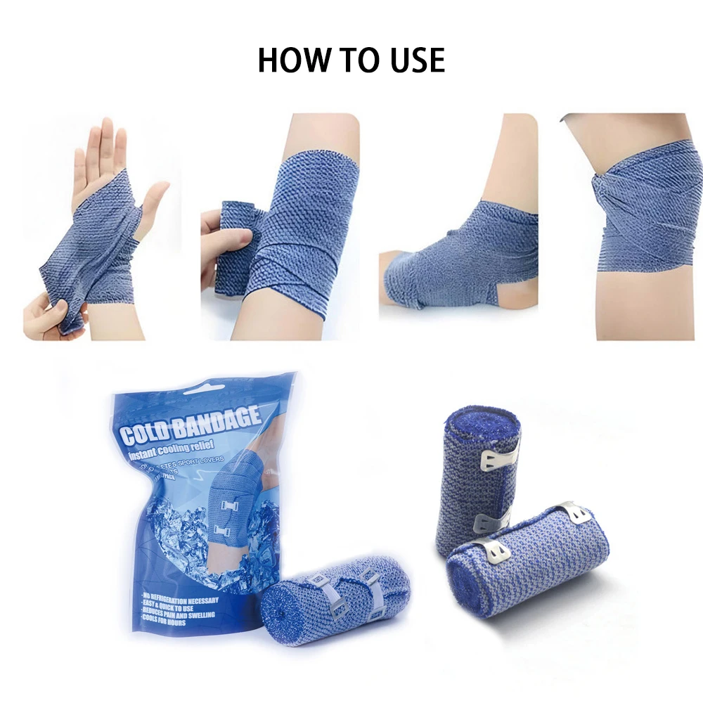 ضمادة ثلج مرنة ضغط بارد تبريد استعادة العضلات الإسعافات الأولية التواء حزمة الثلج للرياضيين الكبار الحيوانات الأليفة الإسعافات الأولية