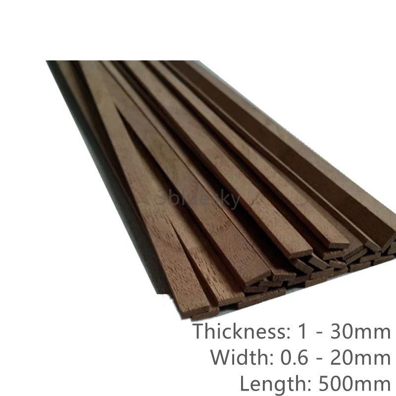 Custom Natural Black Walnut Wood Strips Slats, Thickness 1mm to 15mm, Widths 1mm to 15mm, for DIY Furniture Woodworking