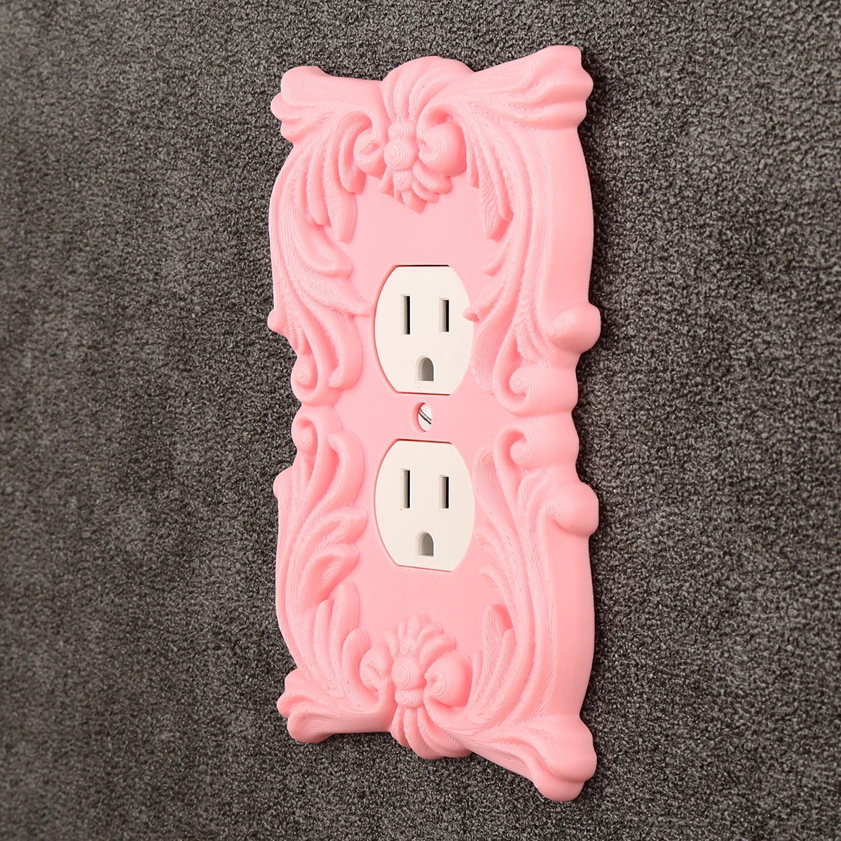 Cross-border European Baroque Pink Carved Outlet Cover, Vintage Relief Wall Socket Decorative Plate