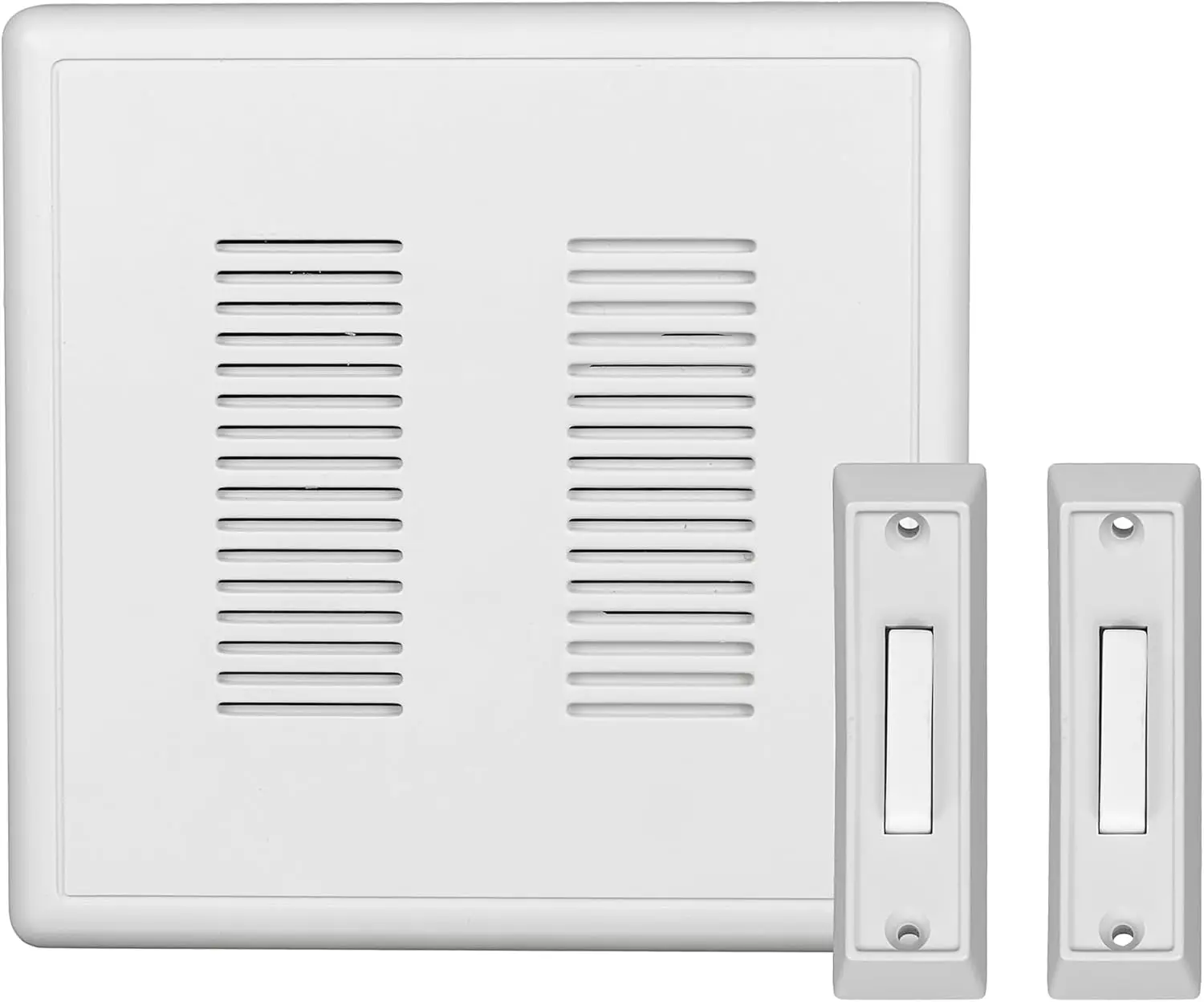 

Electric Doorbell Kit with Selectable Chimes, 2 Buttons for Front/Rear Doors, White Basic Button