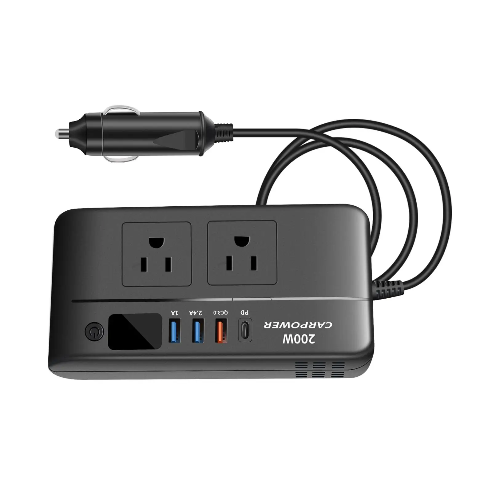 

200W Car Power Inverter High Power Black Ninefold Safe Protection Intelligent Chip Accessory DC 12V to 110V AC Power Inverters